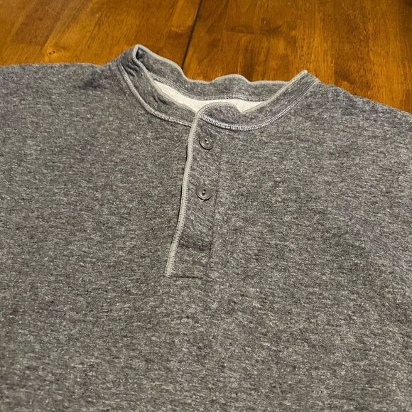LL Bean Henley Shirt Mens Traditional Fit Grey Layer River Drivers Wool XXL Tall - Picture 3 of 8